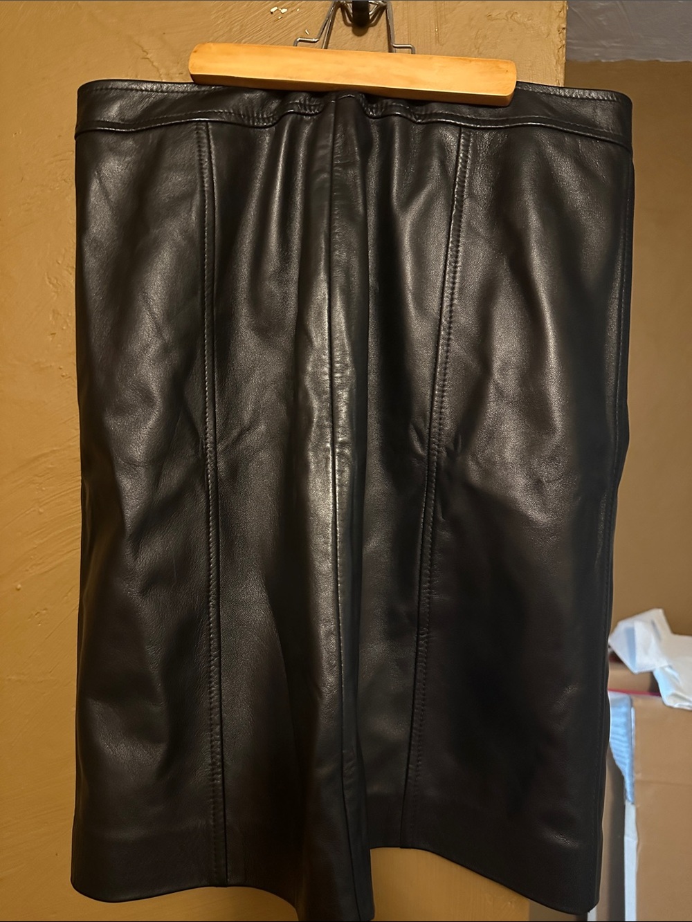 ESCADA Genuine Lambskin Leather Skirt | Black | Designer Pencil Skirt